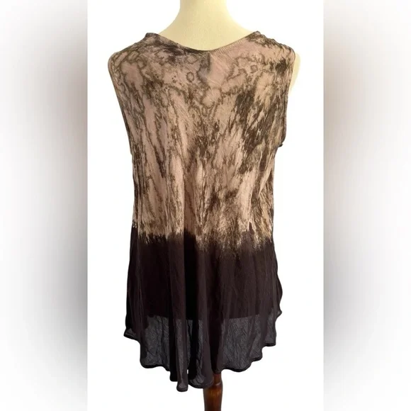 Sacred Thread Brown Tan Floral Embroidery Lightweight Blouse Size Medium OS - Picture 3 of 11